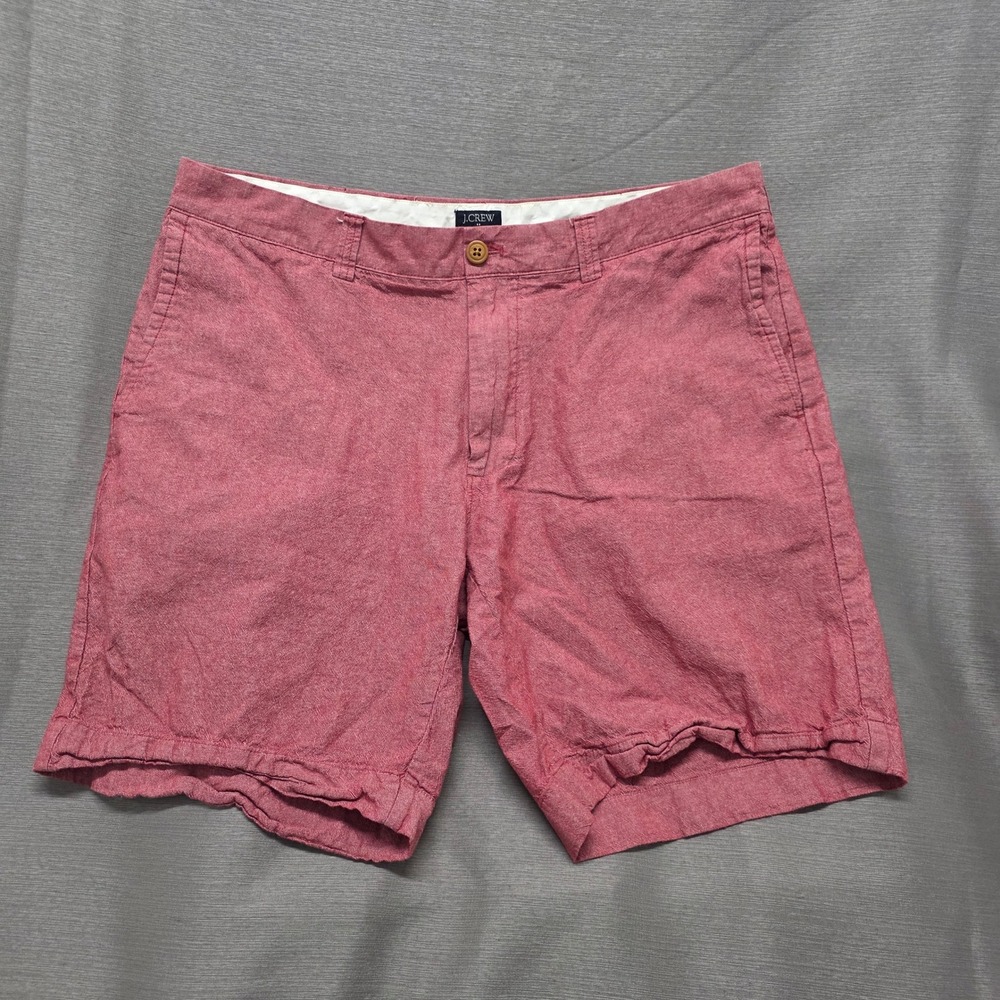 J.Crew Gramercy Shorts Mens 36 Red‎ Heathered Cotton Chino E7954 9 Inch Inseam